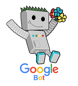 Dessin d'un robot avec la mention Googlebot